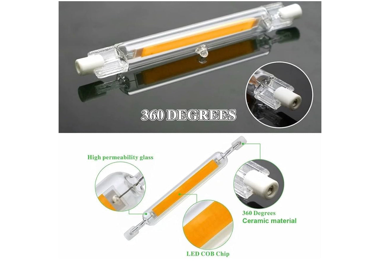 R7S LED 118mm, 10W R7S COB LED Pears 1000lm, Replacement for 80W 100W R7S J118 Halogen Lamps, AC 220V-240V Super Brightness No Flickering (Color : Warm White 2700K, Size : 4PCS)