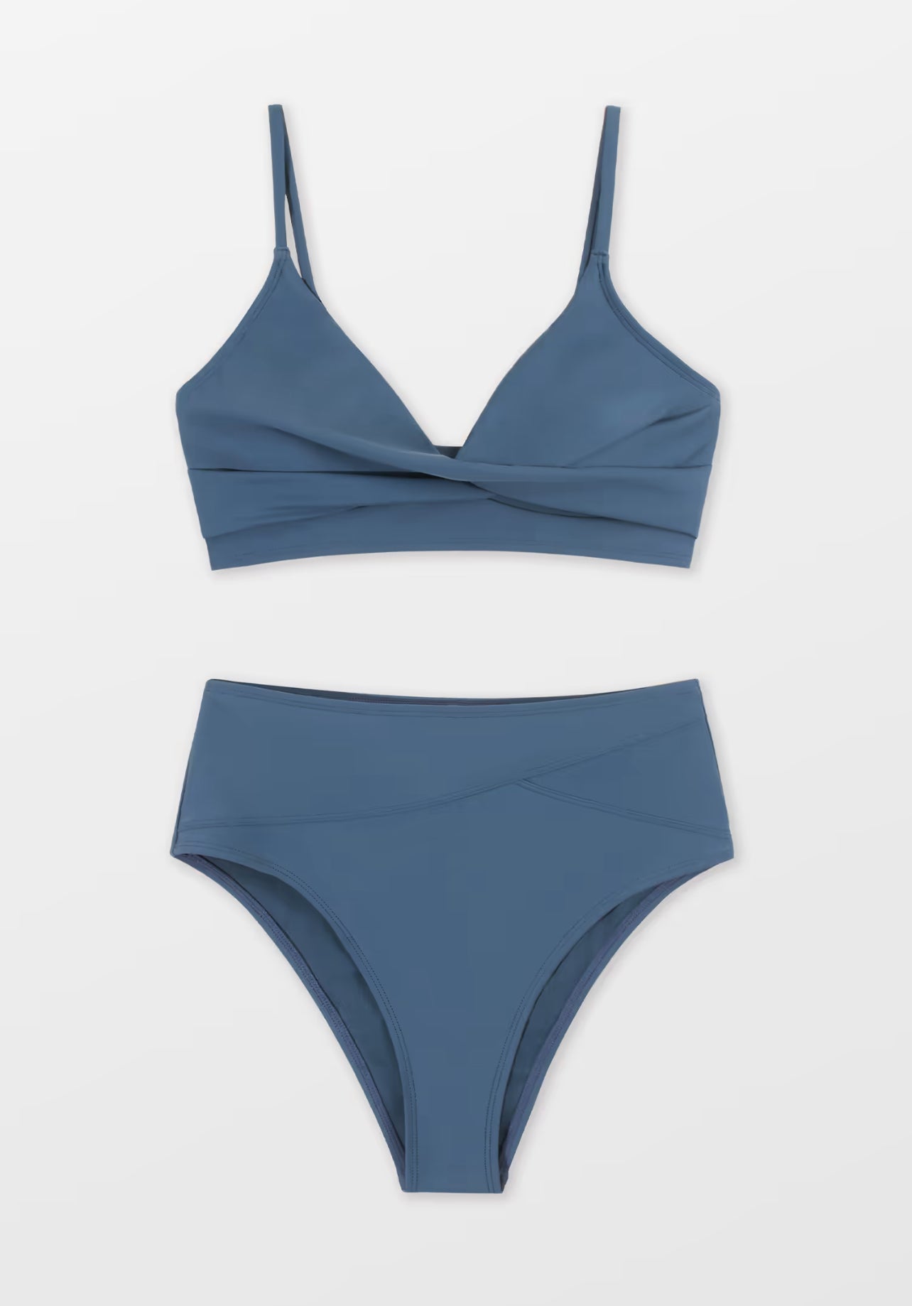 Marsala Wrap Blue Front Bralette & Asymmetric High Waist Bikini Se  mm