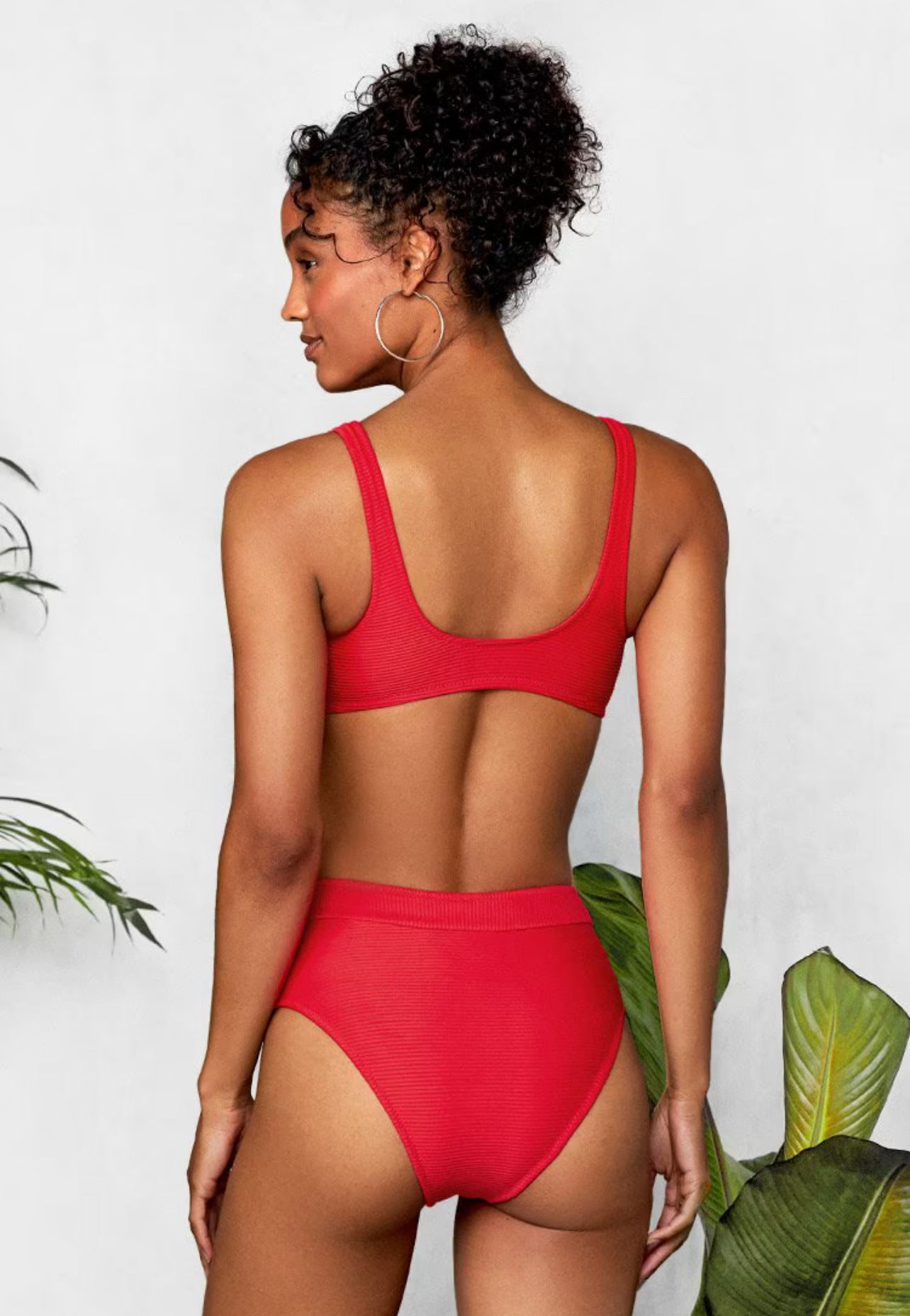 CUPSHE Ribbed Red Bowknot Red Bikini