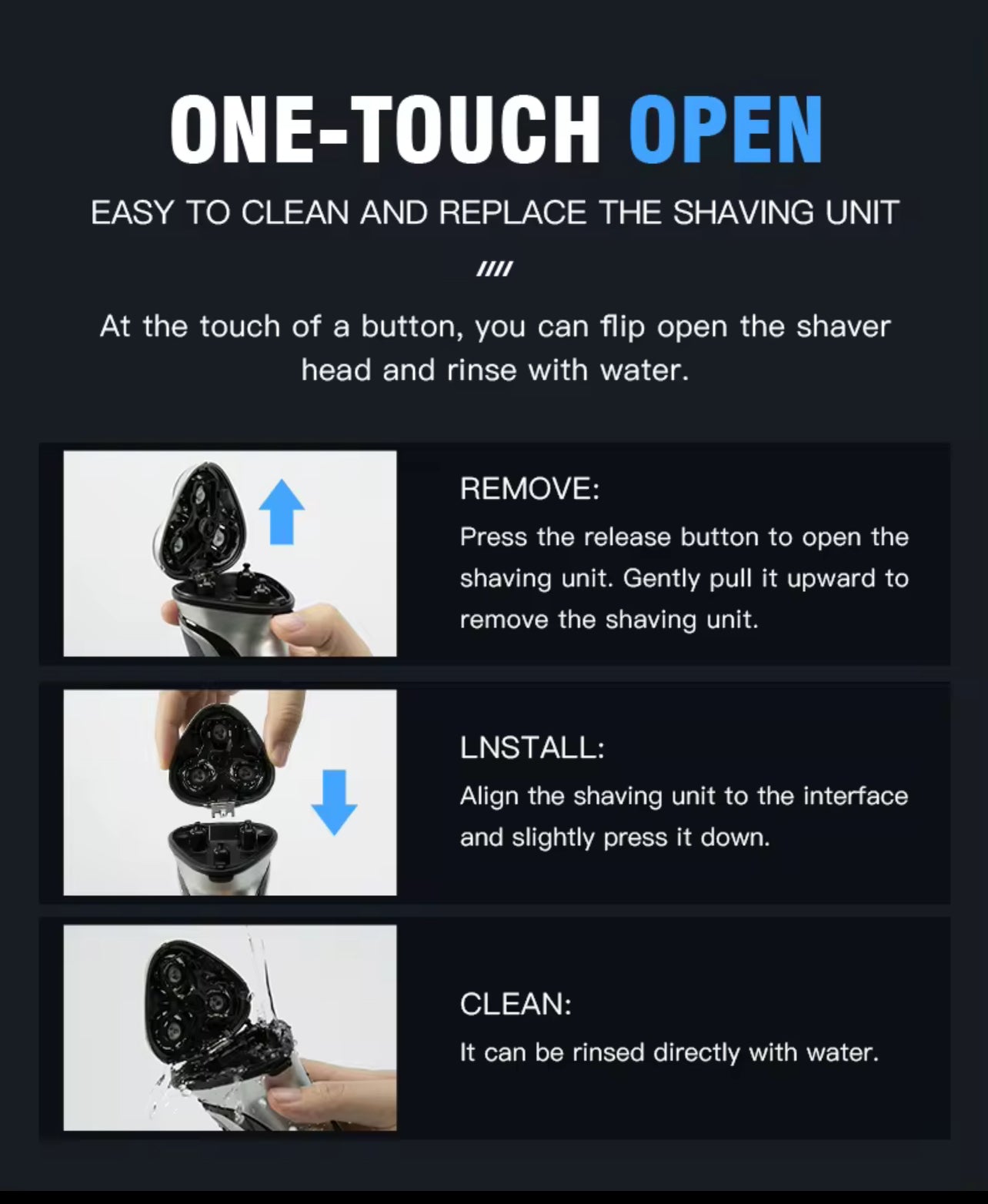 ENCHEN Blackstone Plus Electrical Rotary Shaver Full Body Washable IPX7 Waterproof Dry Wet Dual Use Rechargeable Shaving Machine