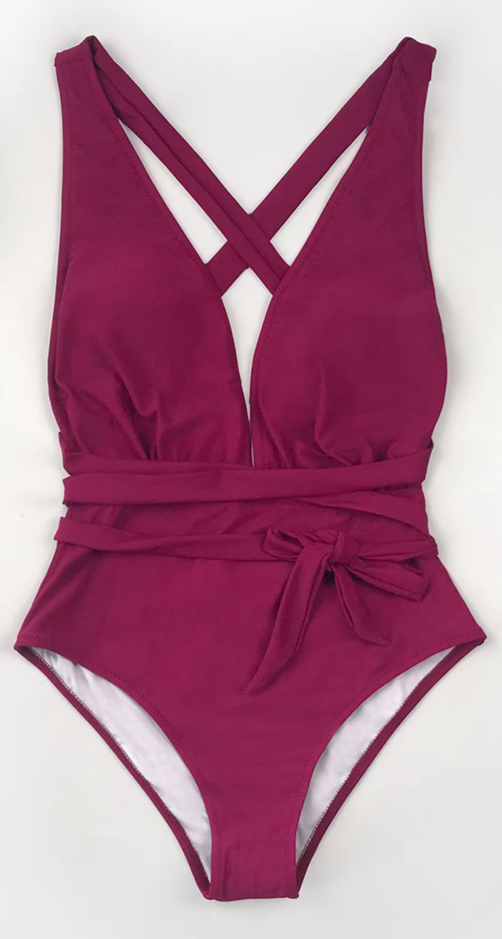 CUPSHE Red Deep V-neck One Piece Swimsuit