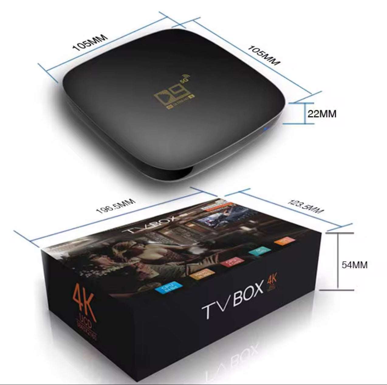 Android Smart TV Box – Android 10 – D9 – 5G – 2G Ram– 16GB (6M)