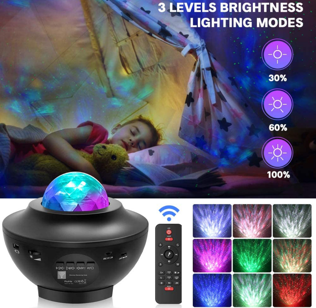 Starry Light RGB Light Projector with Bluetooth and Voice Control