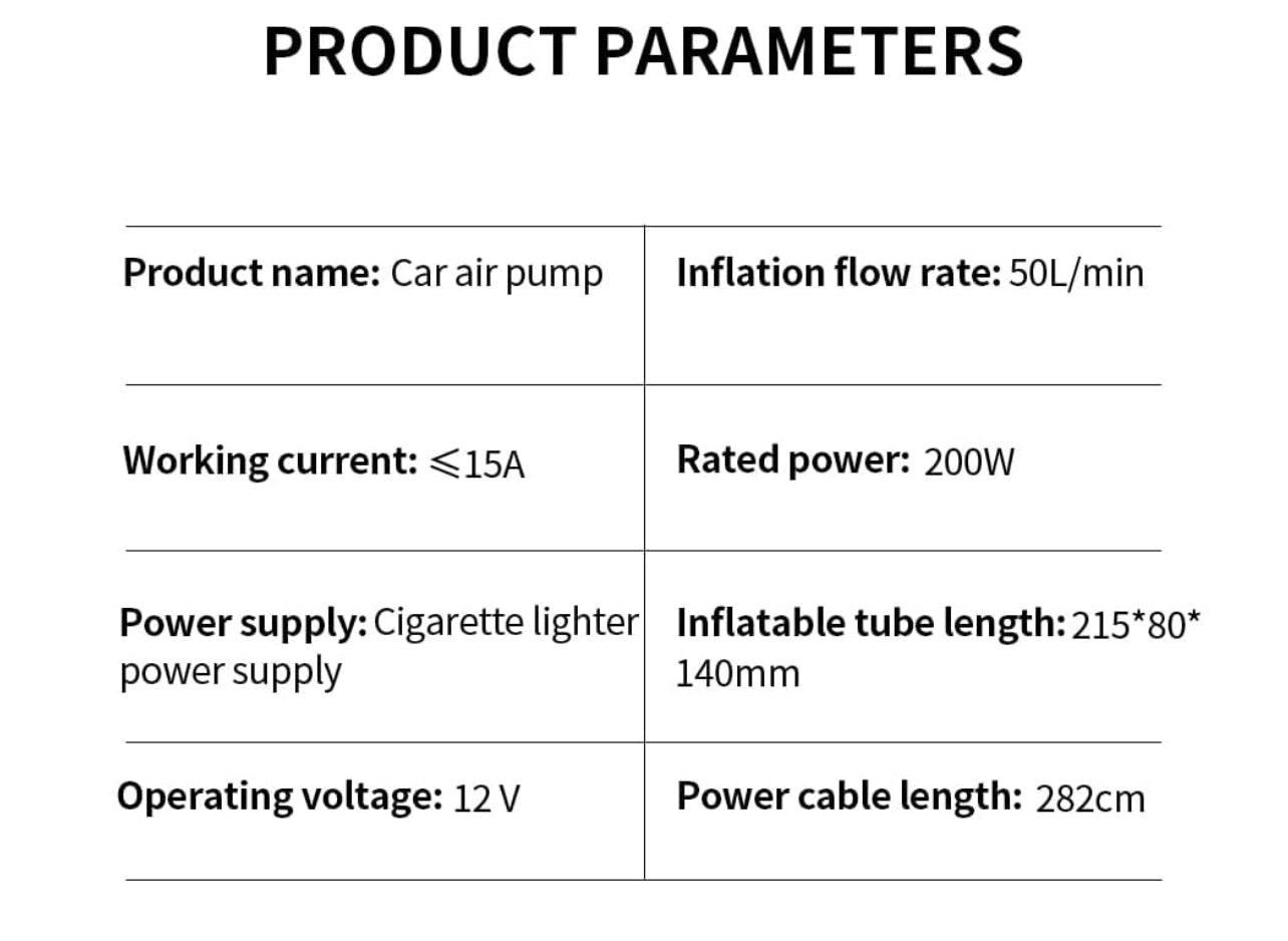 Car Tire Inflator Portable Tire Pump - 30L/min Air Flow, Suitable for Cars, Bicycles, Kayaks, Balloons, Basketballs