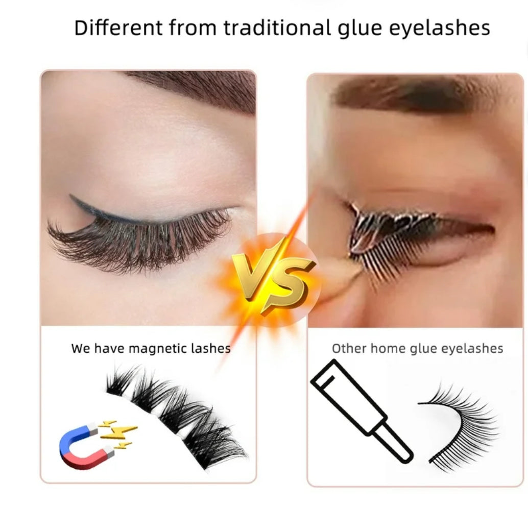 Natural Look Magnetic Eyelashes Kit - Reusable Magnetic Lashes with Applicator, No Glue Needed, 4 Magnets
