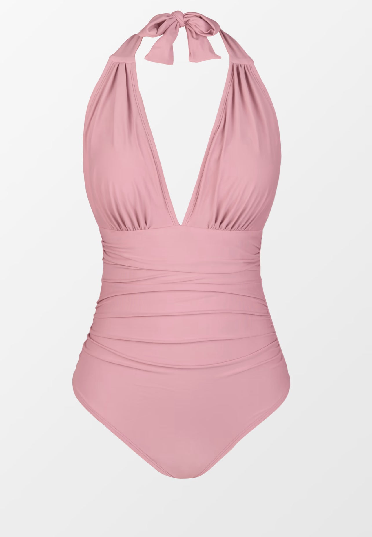 CUPSHE Pink Plunge Halter Tummy Control One Piece Swimsuit