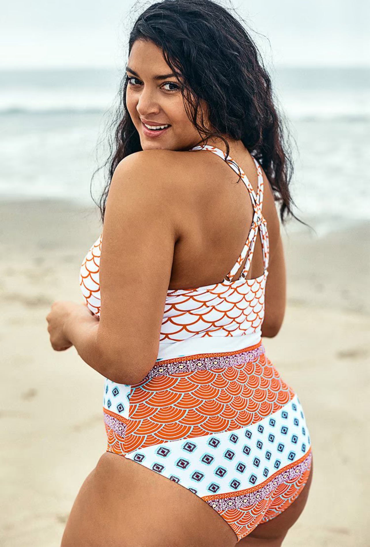 CUPSHE Fish Scales Printed Plus Size One Piece Swimsuit