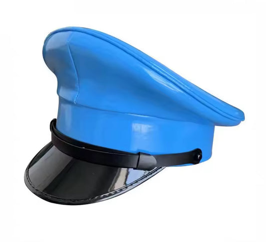 Women Men Leather Military Hat  Officer Visor Cap Army Hat Cortical Police Cap Cosplay Halloween Hat