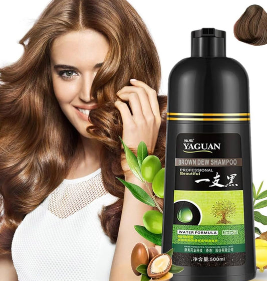 Herbal Shampoo, Korea Yaguan Black Hair Shampoo Hair Dye, Effective White Hair Turns To Black，Instant Black Hair Shampoo for Women Men, Lasts 30 Days (1PC- Brown)