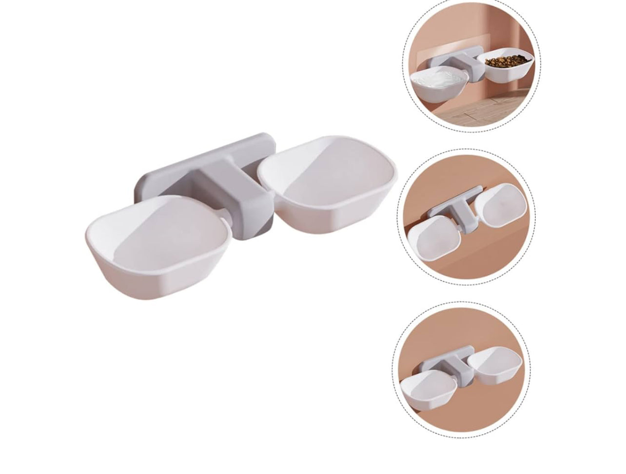 2-in-1 Cat Feeders Water Bowl Elevated Cat Bowls Auto Water Dispenser Multi-Function Pet Feeders Wall-Mounted Pet Feeding Station