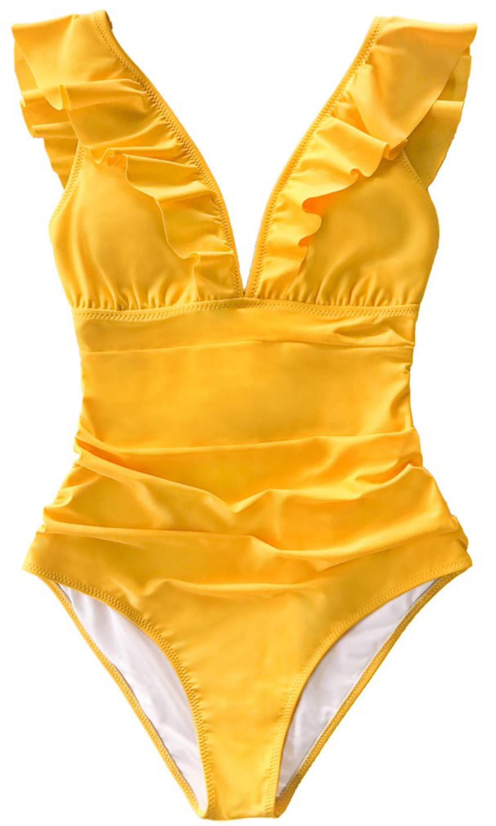 Cupshe Women's Ruffled Lace up One Piece Swimsuit Yellow