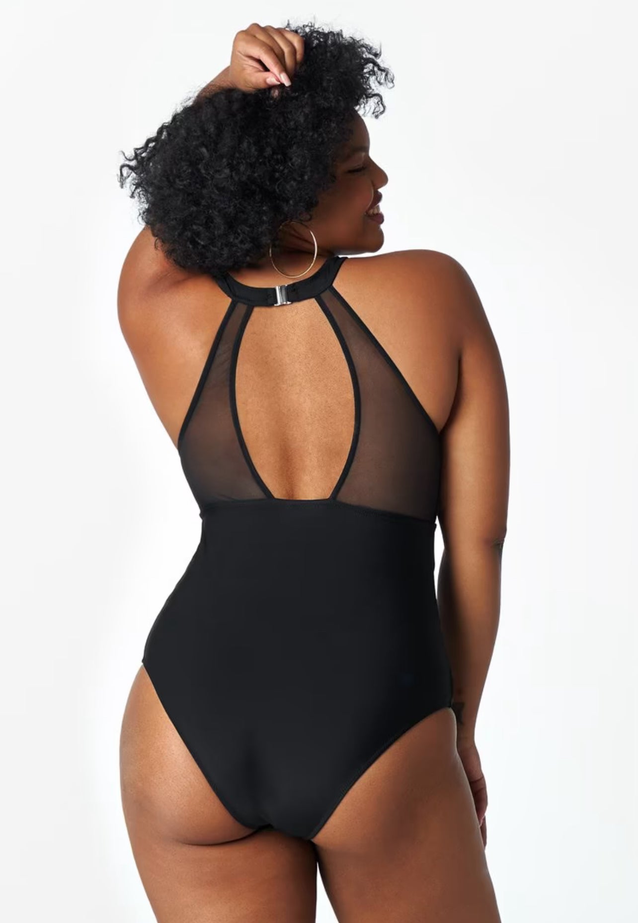 CUPSHE High Neck Mesh Plus Size One Piece Swimsuit