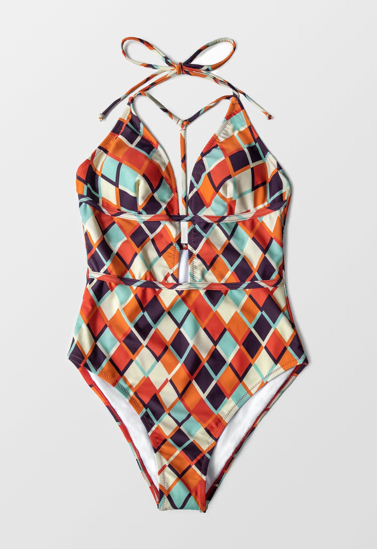 CUPSHE Geometric Print Plunging Neckline One Piece Swimsuit