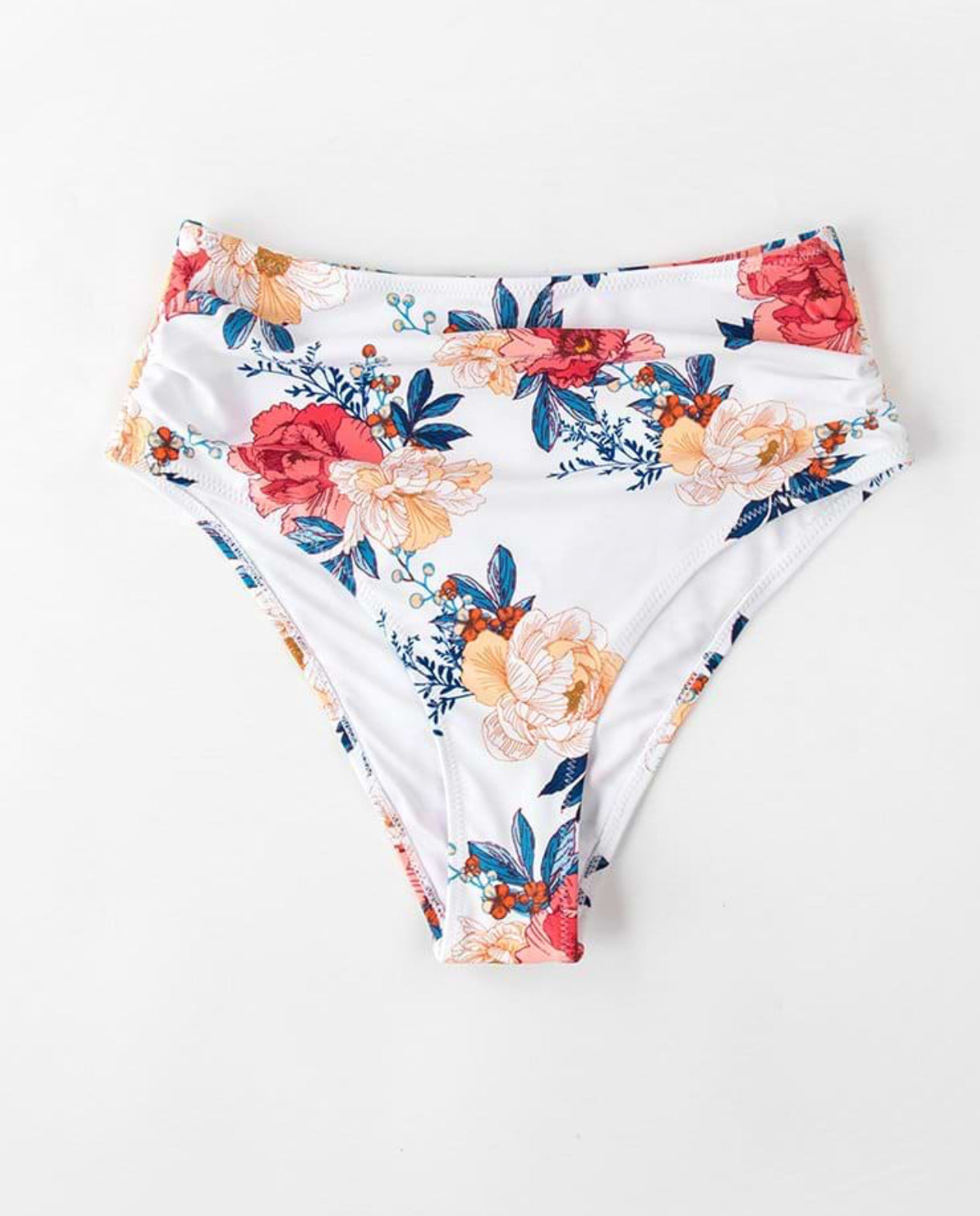 CUPSHE high-waisted bikini bottoms with floral pattern