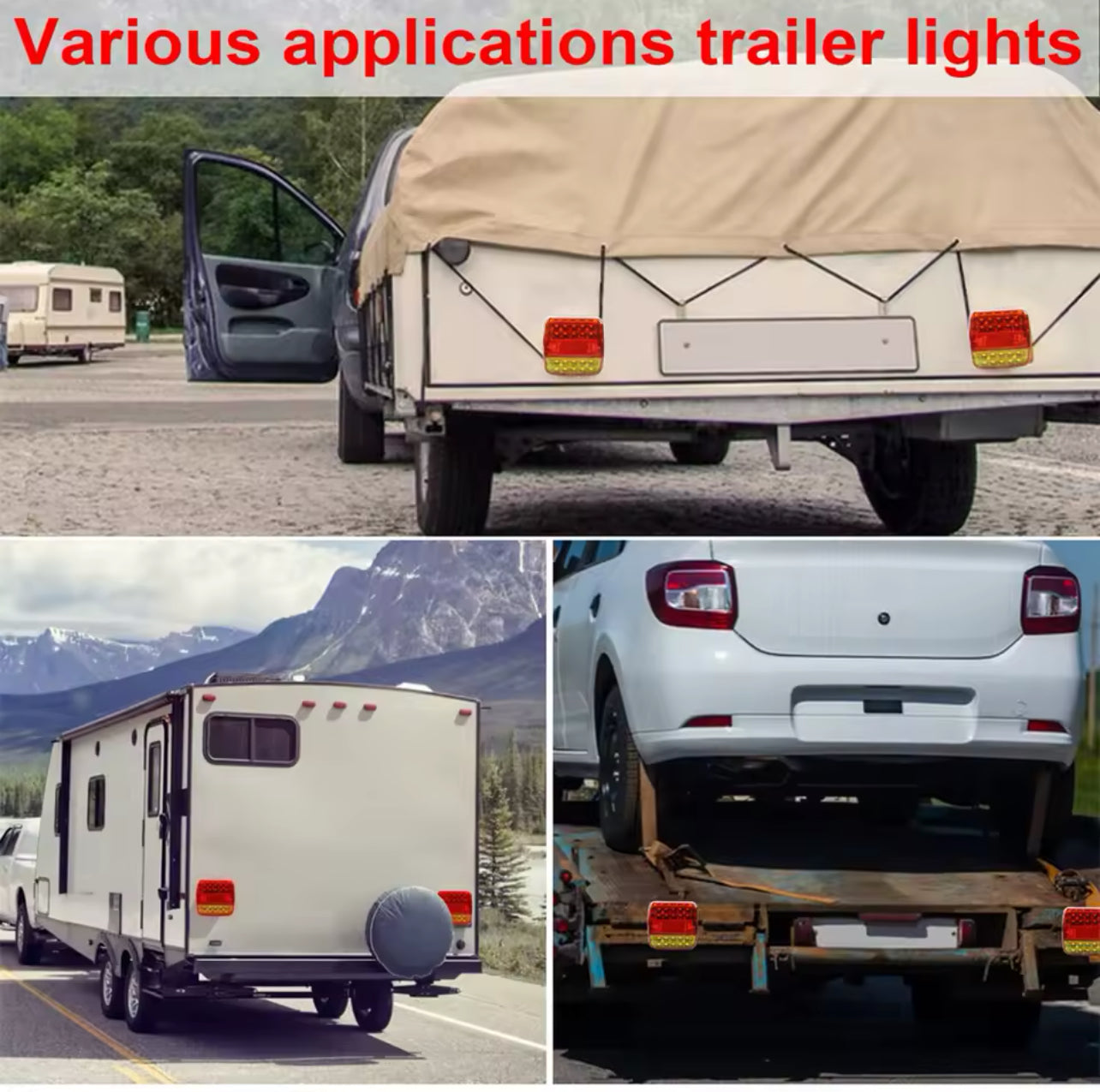 2pcs Wireless Magnetic LED Truck Tail Light Trailer Rear Light Signal Warning Brake Light for Caravans Campers Lorry RV