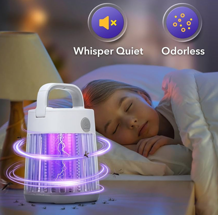 BuzzBGone Mosquito Zapper - 600V LED Indoor Bug Zapper Light with Rechargeable Battery, Up to 6 Hours Battery