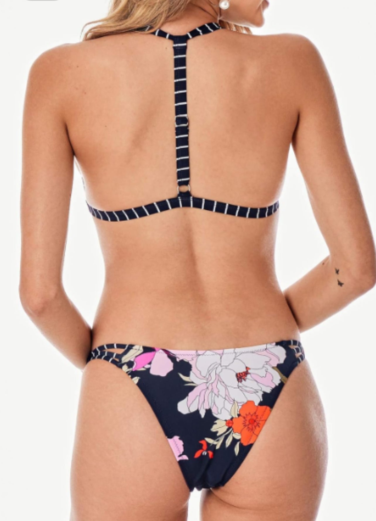 CUPSHE CUPSHE Women's Bikini Swimsuit Floral Print Striped Triangle Two Piece Bathing Suit
