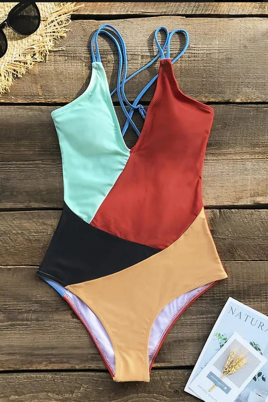 CUPSHE Colorblocked V-Neck One Piece Swimsuit