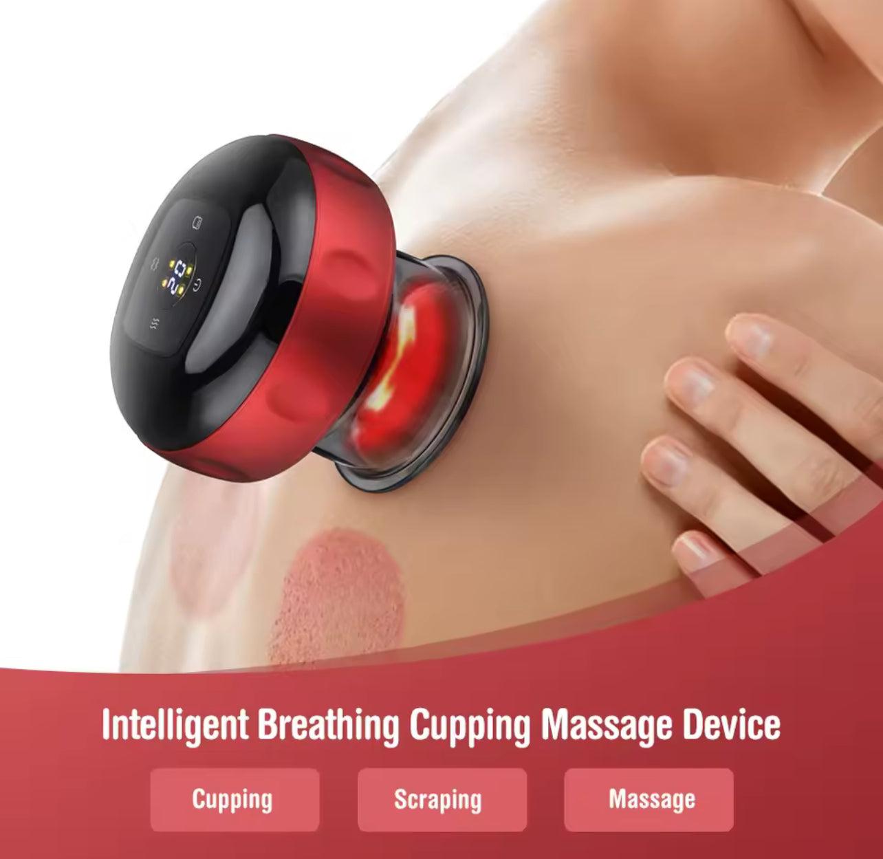Electric Cupping Therapy Massager 12-speed Red Light Heating Breathing Cupping Massage Rechargeable Body