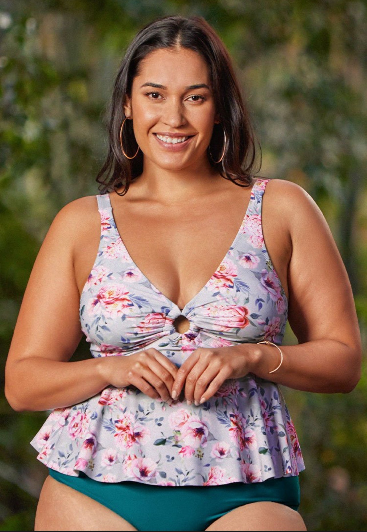 CUPSHE Women’s Plus size floral print ruffle tankini top