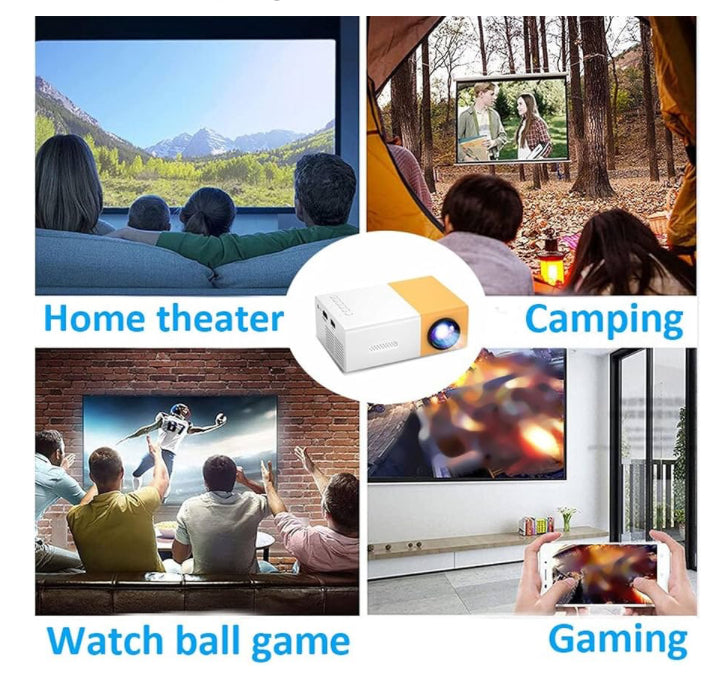 Mini Projector, Full HD 1080P LED Video Projector, HiFi Sound Portable Outdoor Projector, Home Theater Movie Phone Projector for Courtyard Travel Camping