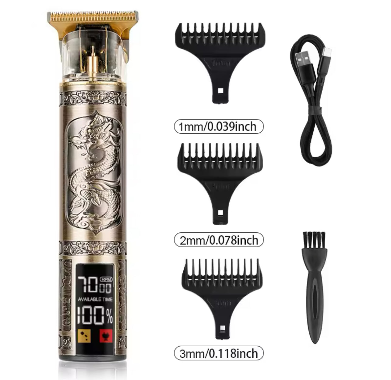 T9 Hair Clipper Electric Clipper Hairdressing USB Electric Three-speed Speed Adjustment Large-screen Power Display Metal Shaver