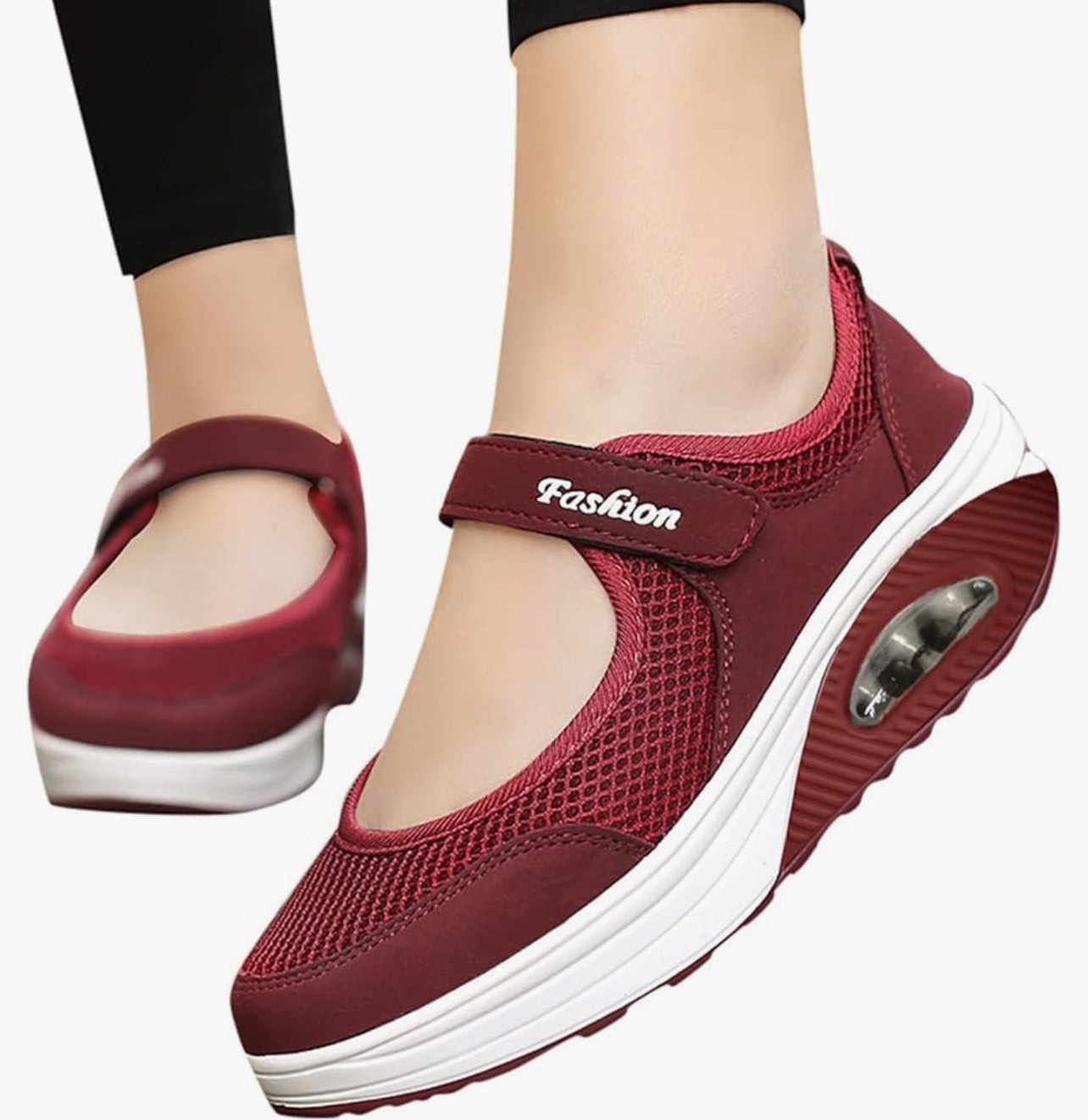 Walking Shoes for Women, Women's Air Cushion Slip-On Walking Sneakers Orthopedic Platform Shoes with Arch Support Size: 9