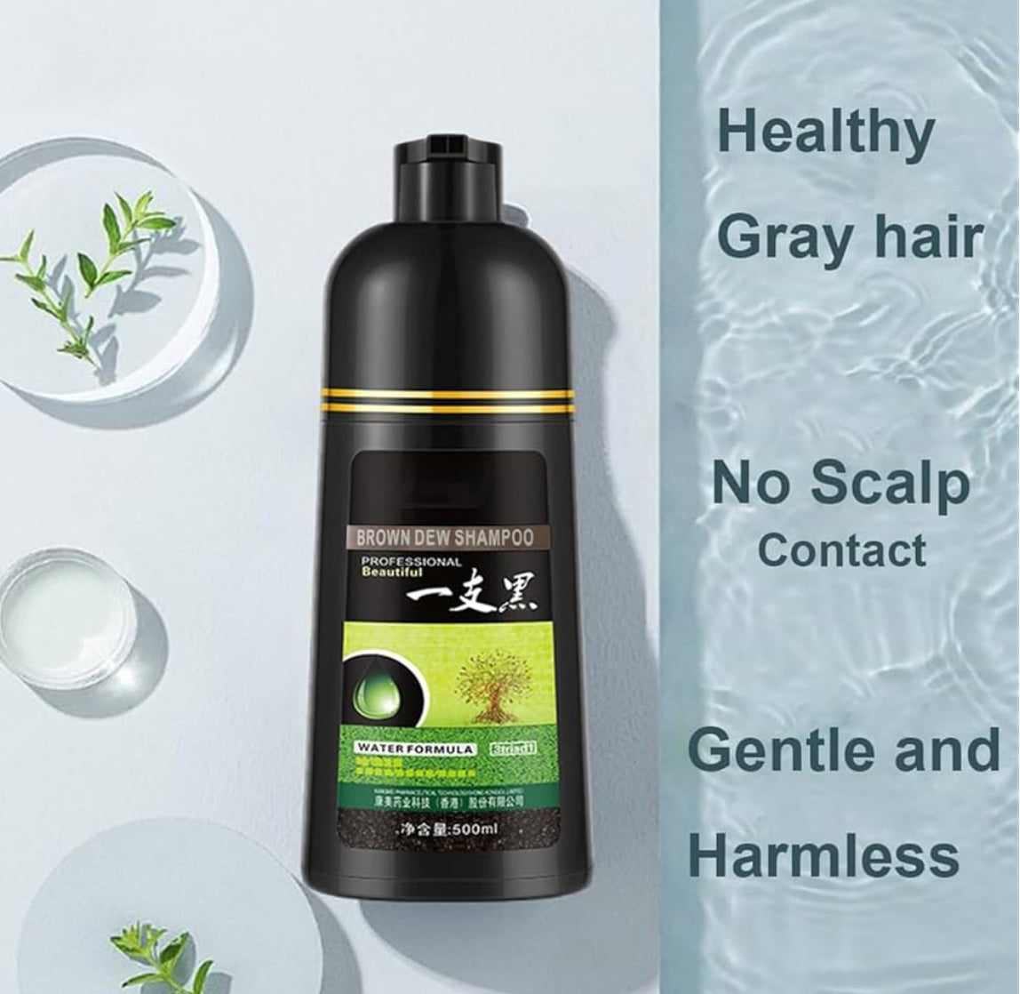Herbal Shampoo, Korea Yaguan Black Hair Shampoo Hair Dye, Effective White Hair Turns To Black，Instant Black Hair Shampoo for Women Men, Lasts 30 Days (1PC- Brown)