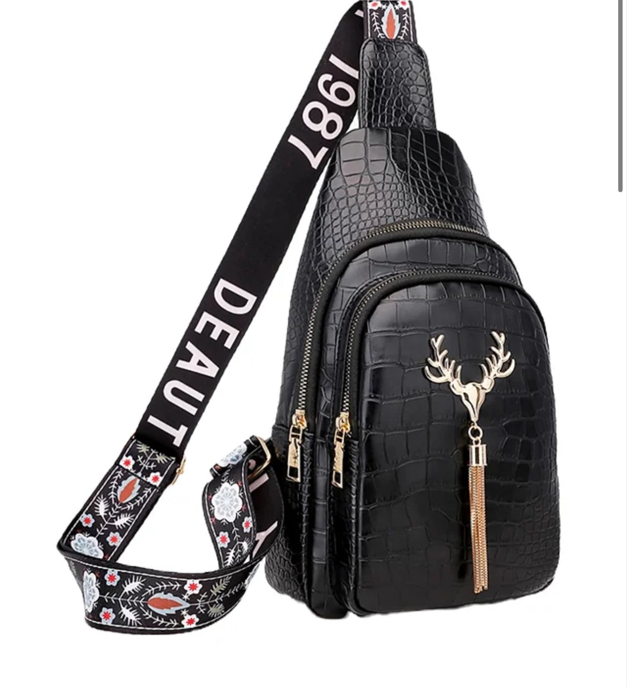 Women's Alligator Pattern Chest Pack: Stylish PU Leather Crossbody Sling Bag