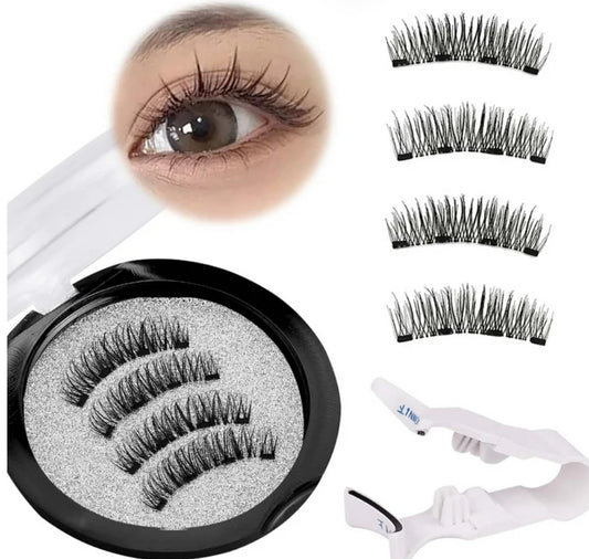 Natural Look Magnetic Eyelashes Kit - Reusable Magnetic Lashes with Applicator, No Glue Needed, 4 Magnets