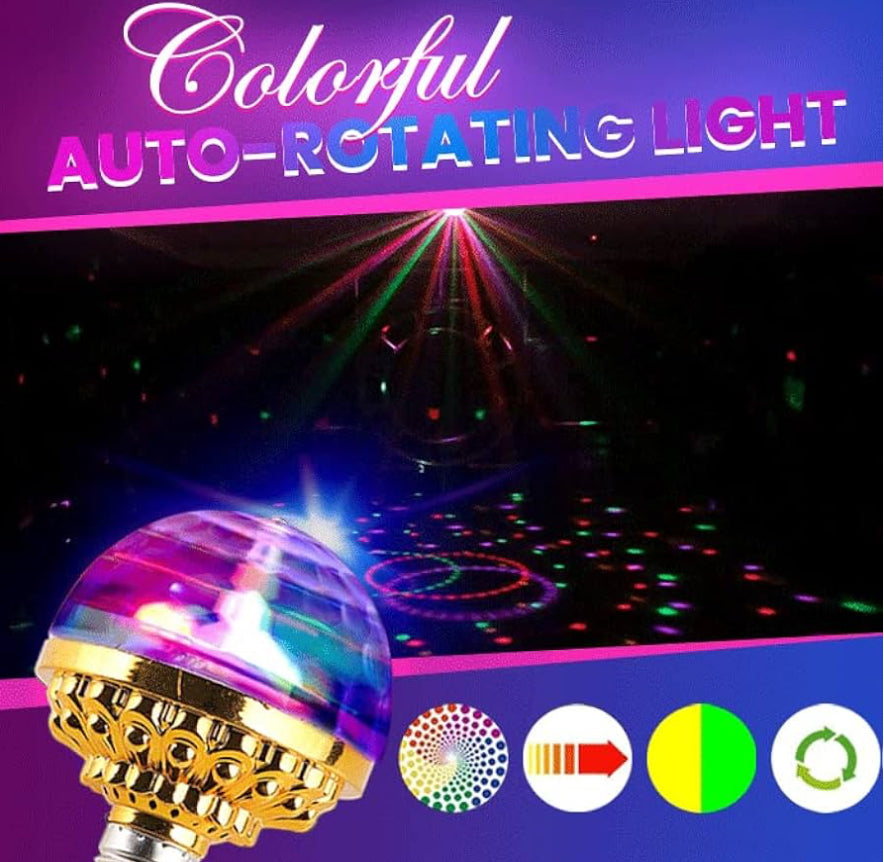 Colorful Rotating Magic Ball Light, Party Lights Disco Ball, Mirror Disco Ball Shape Bulb, Magic Rotating Ball Light Bulb with Sockets for Home Party Music Themed Bar
