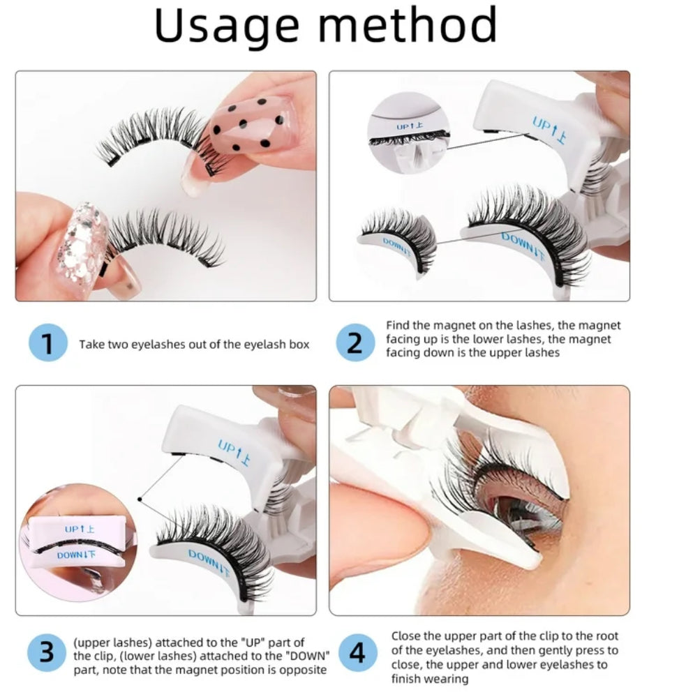 Natural Look Magnetic Eyelashes Kit - Reusable Magnetic Lashes with Applicator, No Glue Needed, 4 Magnets