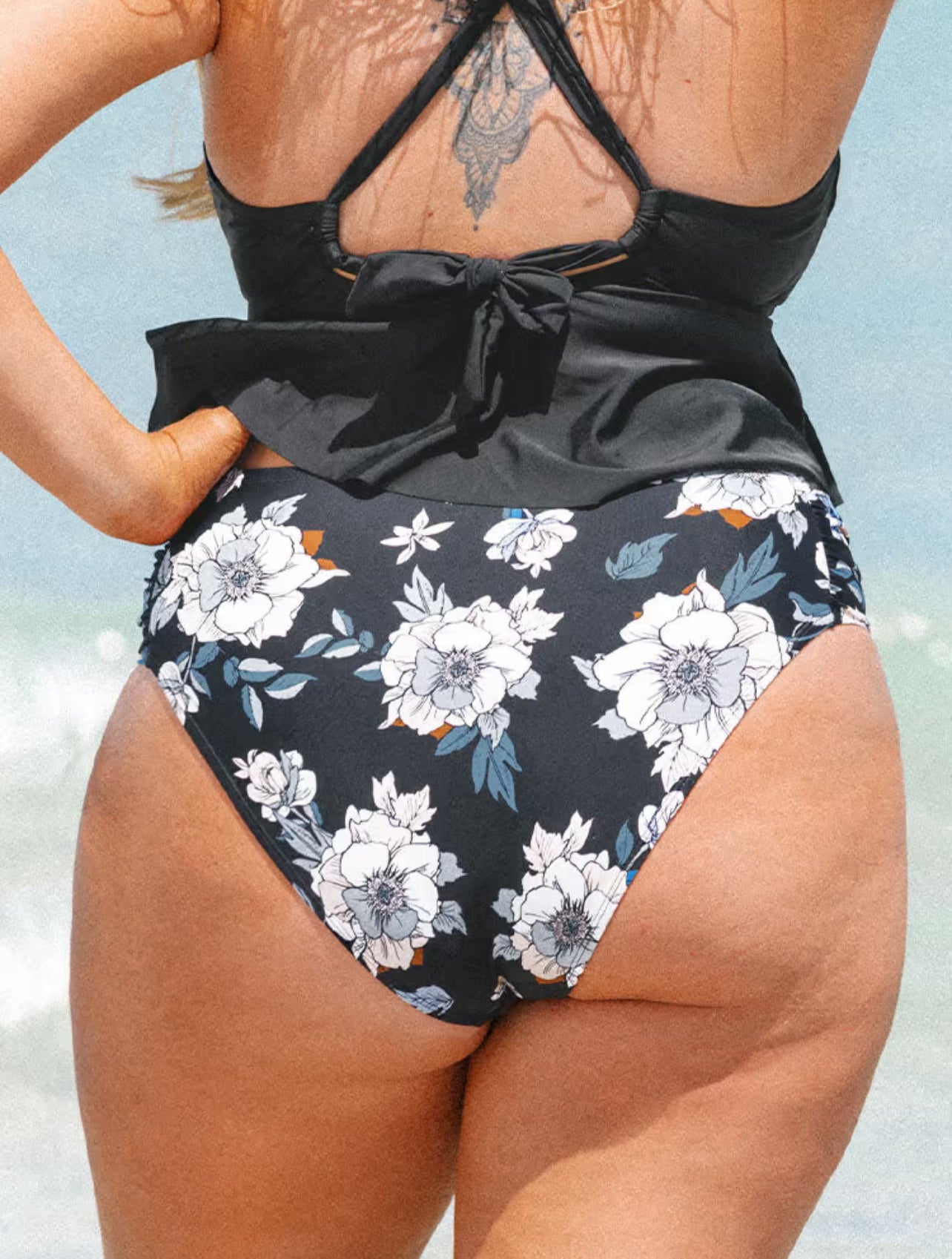 CUPSHE Women’s Side Shirred Hipster Tummy Control Plus Size Bikini Bottom