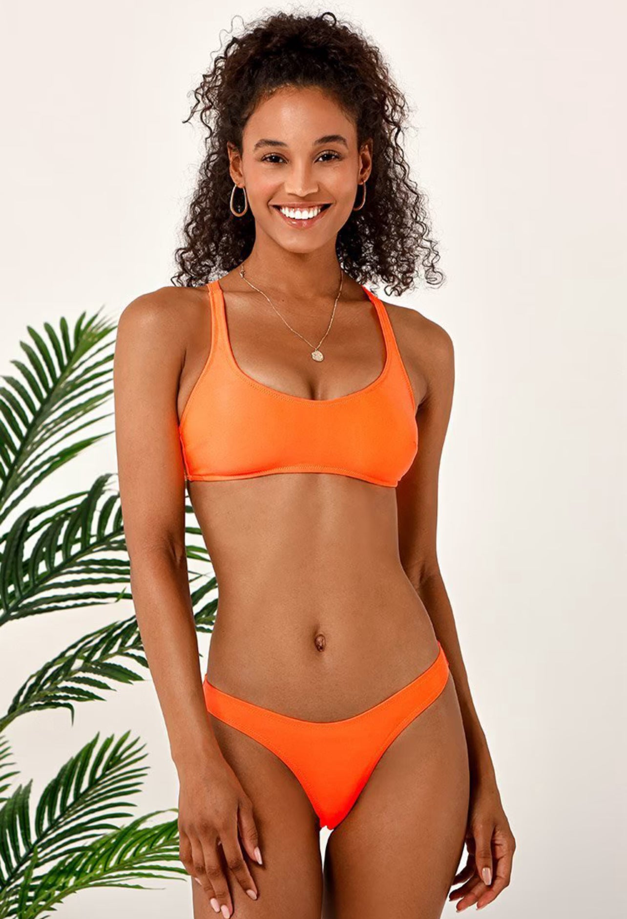Women’s Neon Orange Strappy Tank Bikini