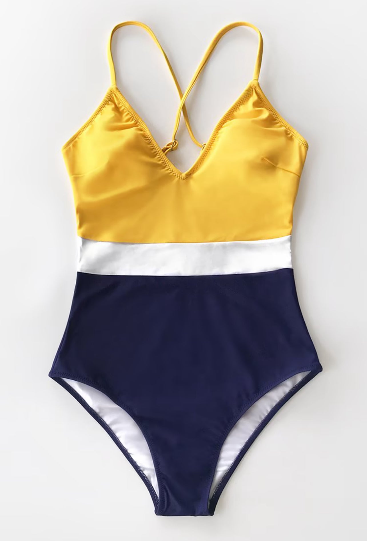 CUPSHE Colorblock V-Neck One Piece Swimsuit