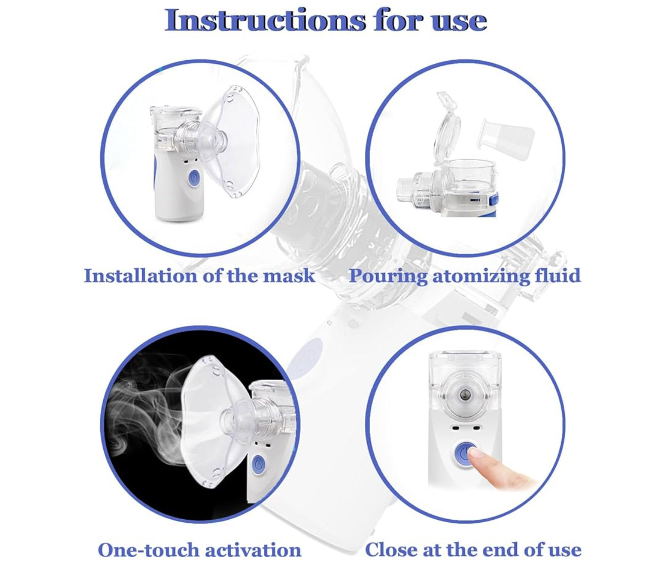 Portable Nebulizer Handheld Mesh Nebulizer for Adults and Kids Ultrasonic for Travel Machine and Household Use