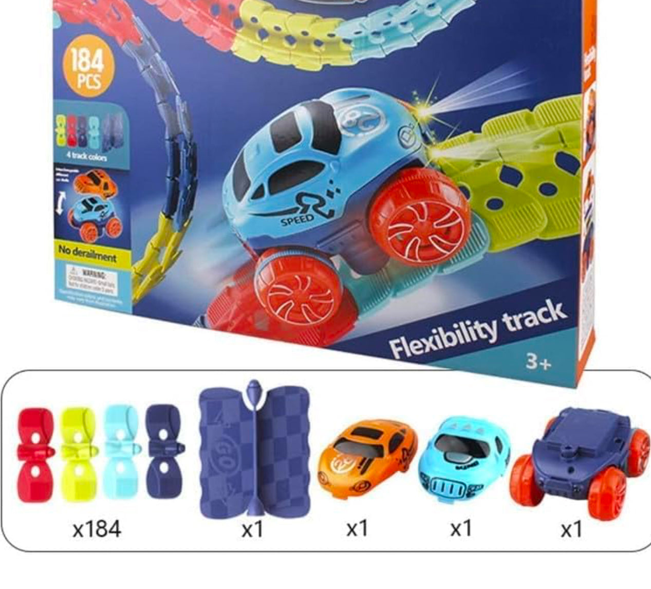 Changeable Track with LED Light-Up Race Car, Car Track Set Race Track Toys Anti Car Magic Track Gifts fof Kid Boys Girls/959 (Color : 184 Pcs)