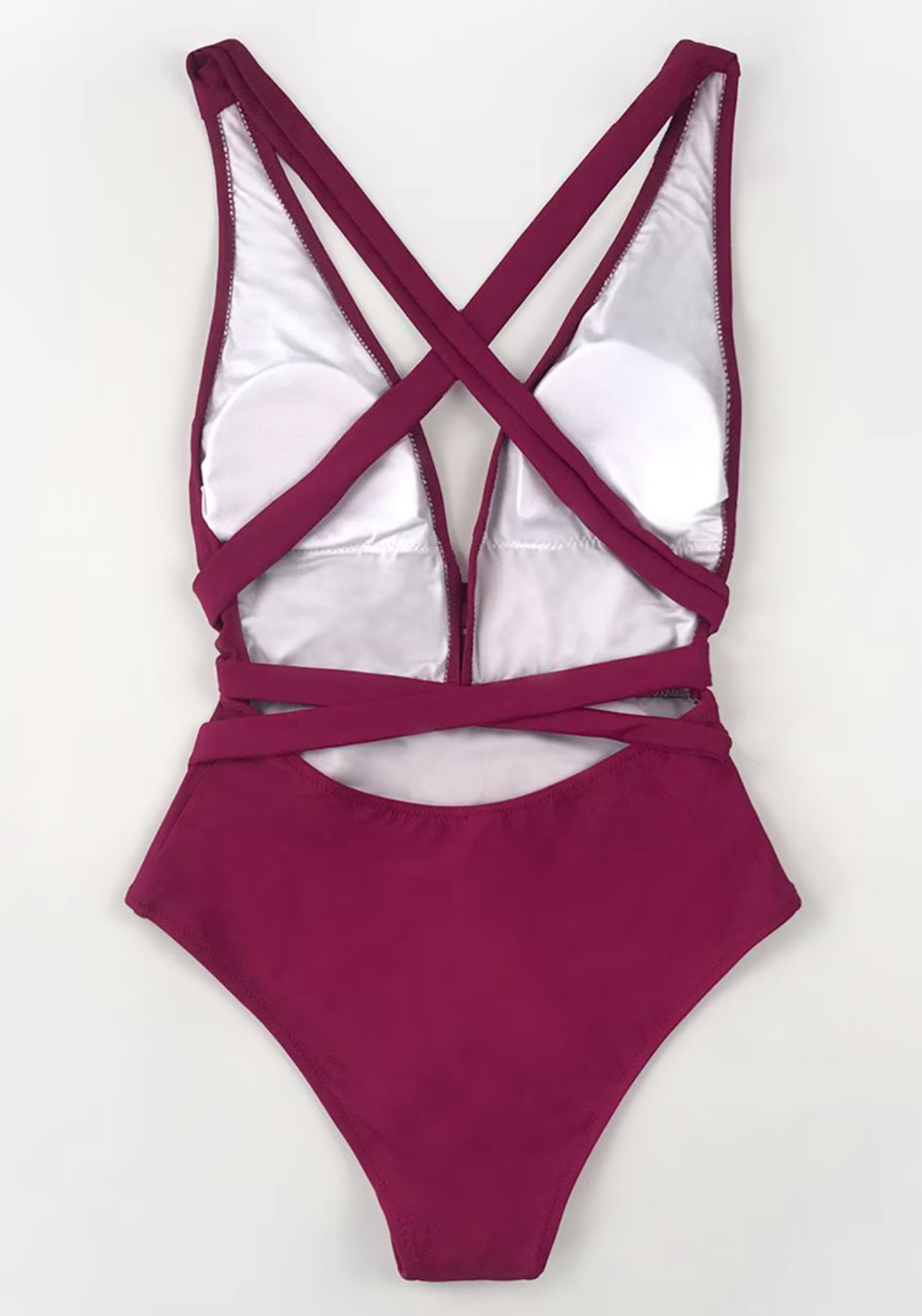 CUPSHE Red Deep V-neck One Piece Swimsuit