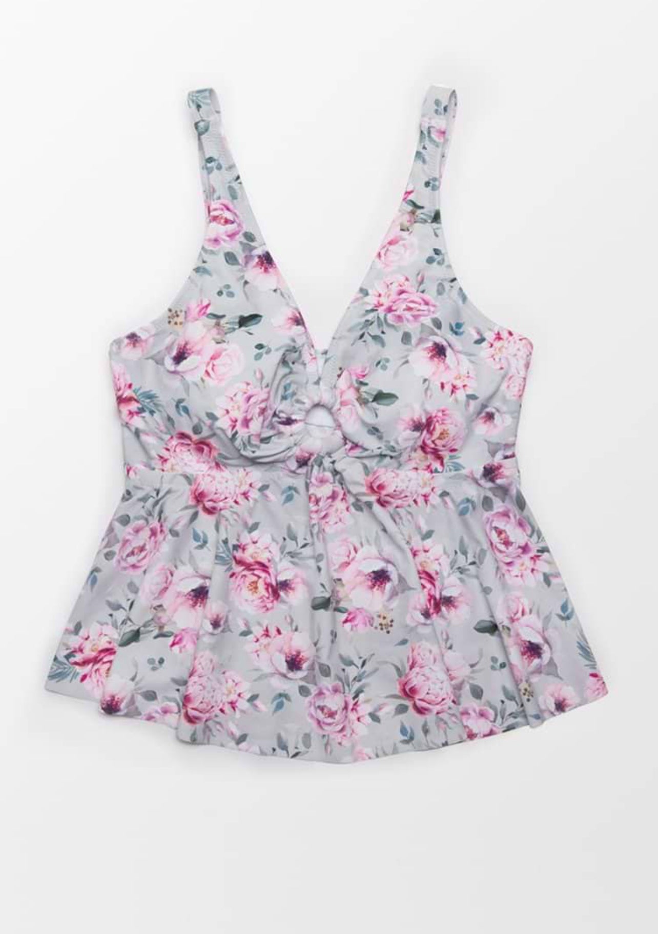 CUPSHE Women’s Plus size floral print ruffle tankini top