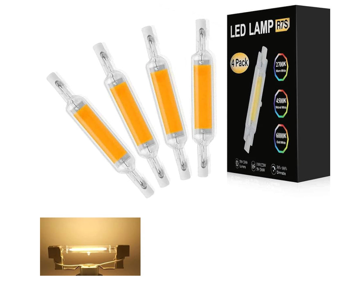 R7S LED 118mm, 10W R7S COB LED Pears 1000lm, Replacement for 80W 100W R7S J118 Halogen Lamps, AC 220V-240V Super Brightness No Flickering (Color : Warm White 2700K, Size : 4PCS)