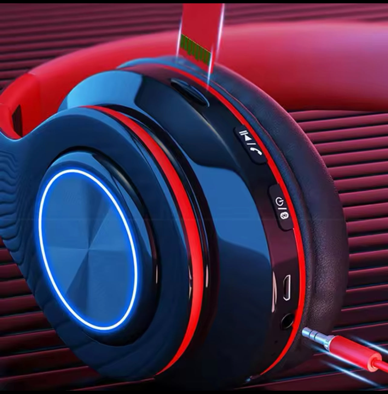 B39 Wireless Illuminated Headset Over-ear HiFi Stereo Headphones Foldable Gaming Headset For Airplane Travel Work Workout Home