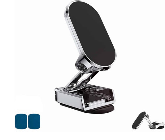 Strong Magnetic Folding Holder, 2022 New-Magnetic Phone Holder for Car, Mini 360°rotatable Multifunctional Magnetic Phone Mount, Retractable Adjustable Car Phone Holder for All Phone,A,Silver