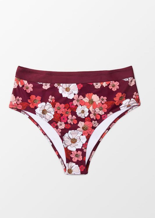 Women’s Plus Size Floral Print High Waisted Bikini Bottoms
