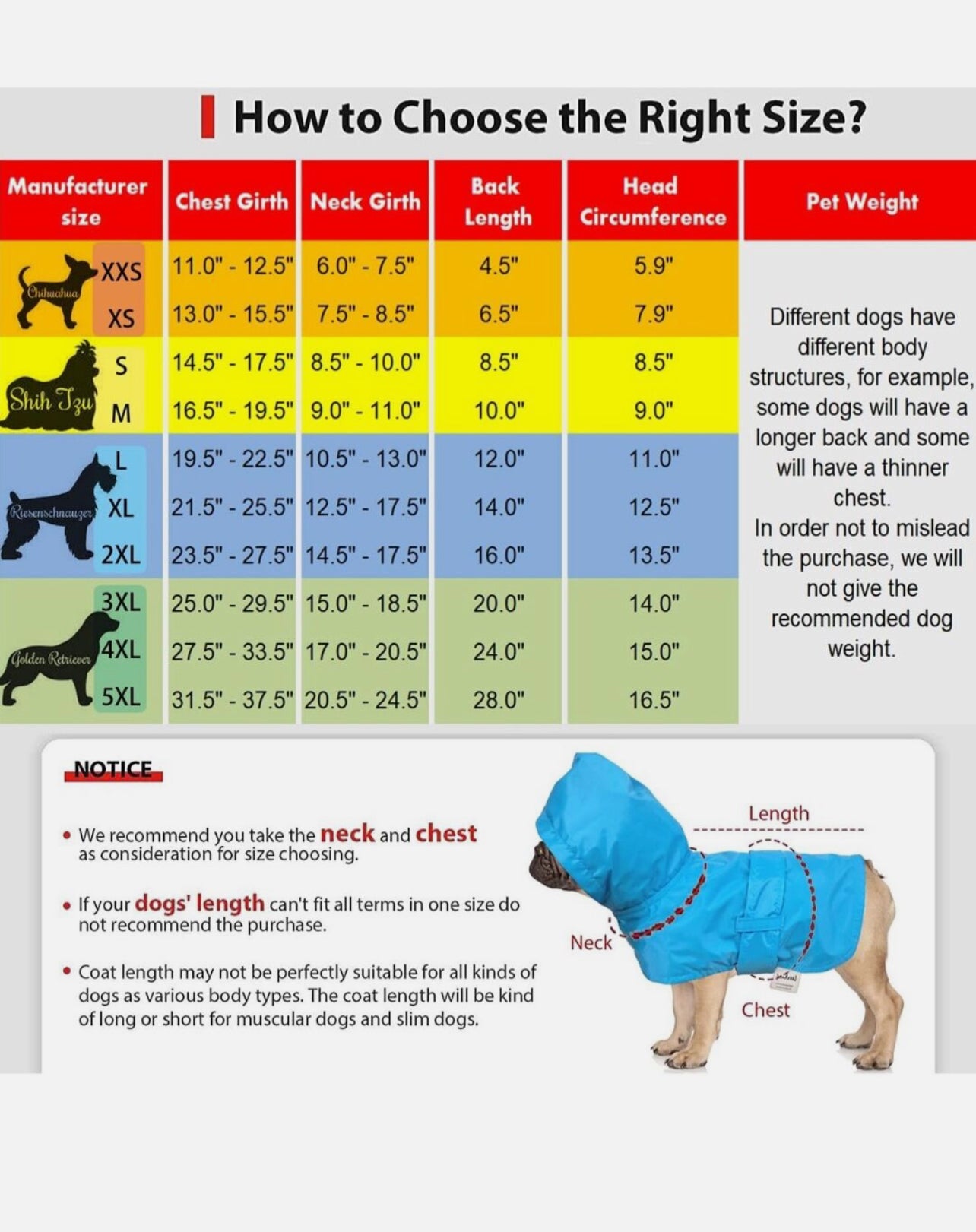 LeerKing Dog Raincoat Poncho with Cotton Lining Leash Hole Waterproof Hooded