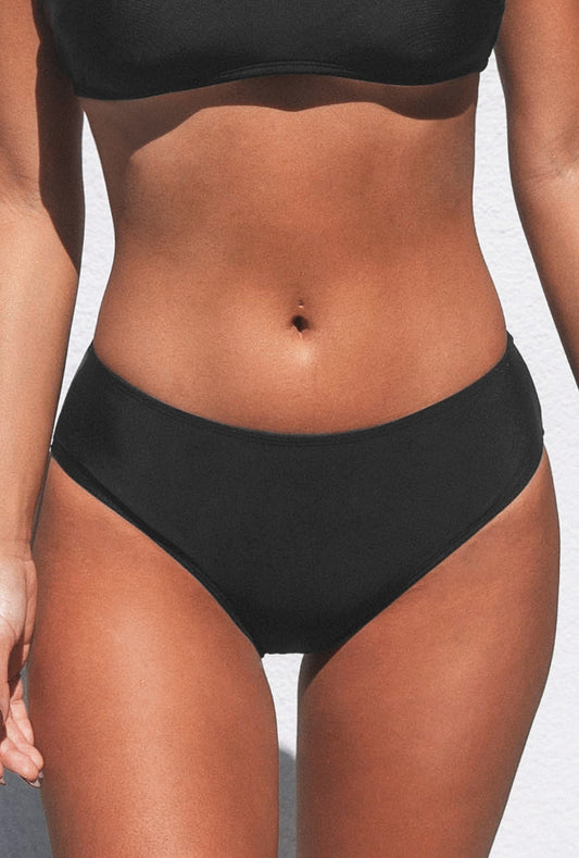 Women’s CUPSHE Black Mid Rise Classic Hipster Bikini Bottom