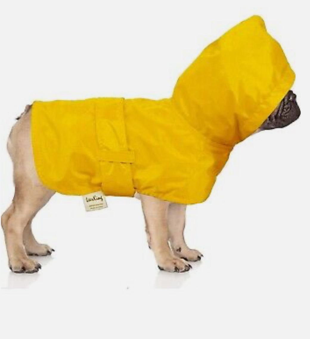LeerKing Dog Raincoat Poncho with Cotton Lining Leash Hole Waterproof Hooded