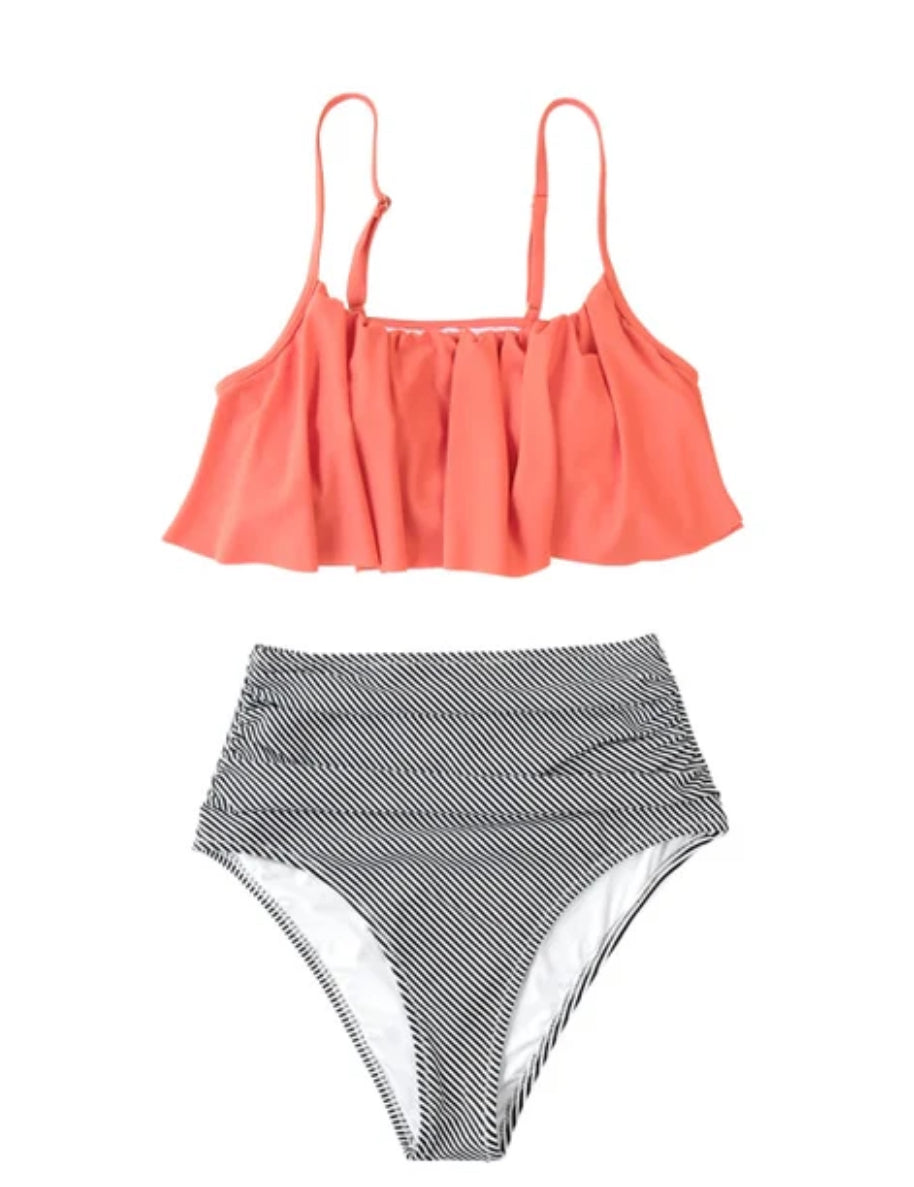 Women's high-waisted ruffle bikini