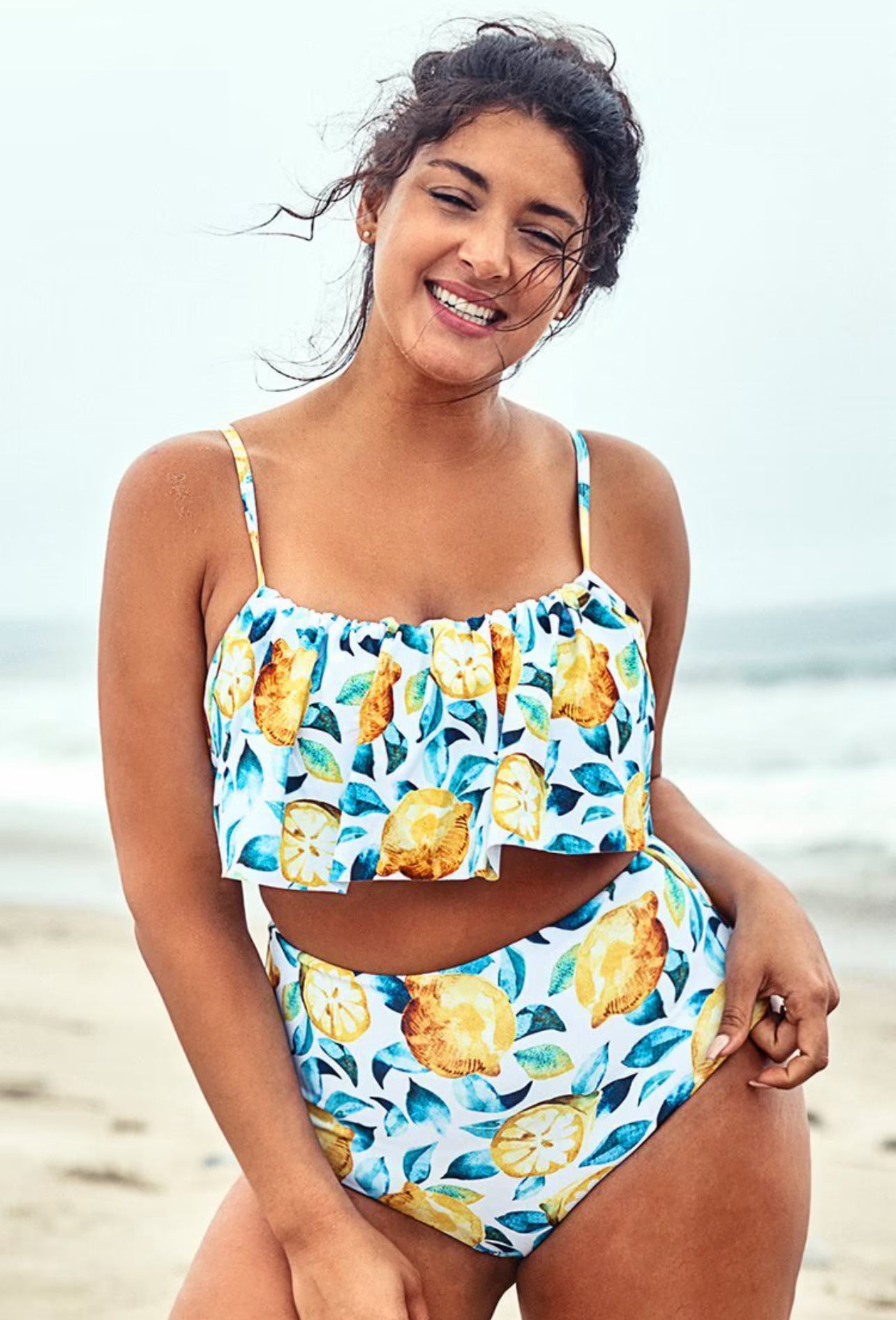 Women’s CUPSHE Leaf And Lemon Printed Plus Size Bikini