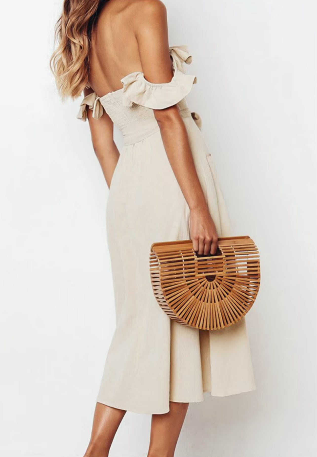CUPSHE Women’s Off The Shoulder Smocked Dress