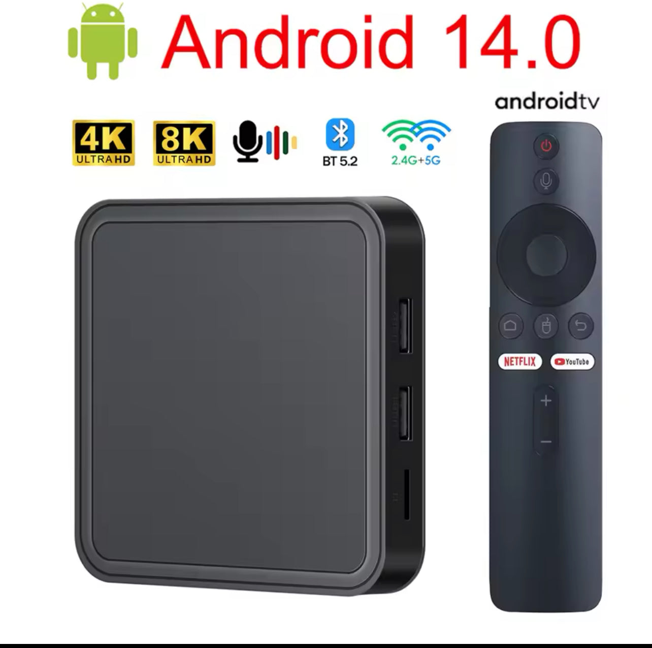TV98 Pro TV Box Android 14 Allwinner H313 Quad Core 4K Dual Wifi BT Support 8K Video Voice Remote Control Player HD Set Top Box